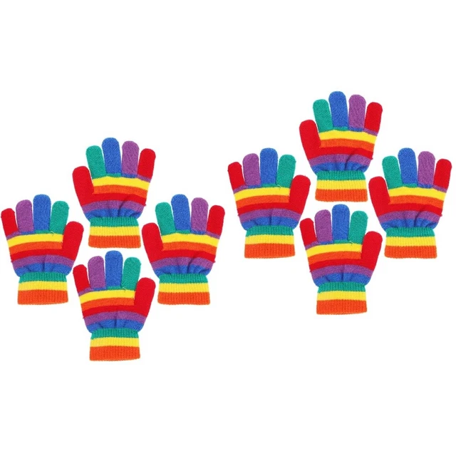 4 Paia Guanti Invernali Bambini Mezzi Neve Colorati Bambino Invernale Unisex Bambini