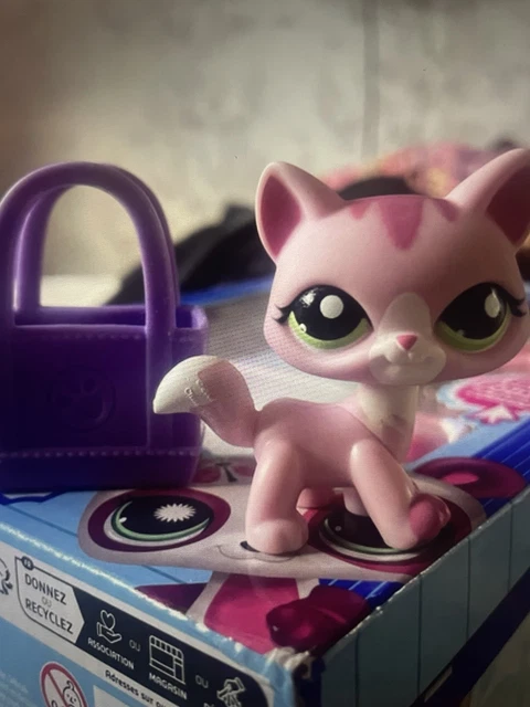 Littlest Pet Shop #2291 - Gatto Rosa E Bianco Glitter Pelo Corto LPS - Nuovo