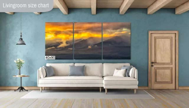 Atardecer en montaña decoración hogar arte ilustración de pared alta resolución