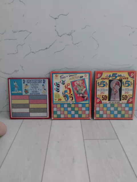 3 Unpunched with Keys   "Women Illustrated"   Punchboards-Vintage-Rare