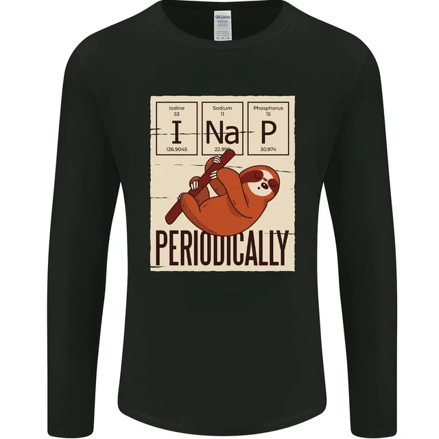 T-shirt a maniche lunghe I Nap divertente tavola periodica pigro geek sonno da uomo