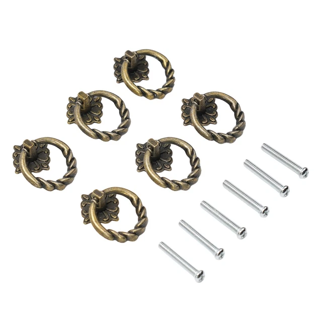 Paire De Poignées Tiroir Laiton Ancien - Forme Poisson Chinois - Bouton Décoratif Meuble