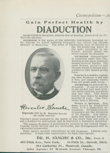 1910 Diaduction Oxydonor Quack Medicine Dr Hercules Sanche Vintage Print Ad CO2