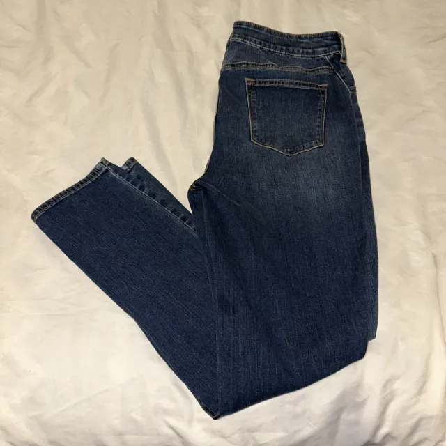 Chicos Platinum Jeans Womens 1.5 10 Blue Slimming  Mid Rise Jegging
