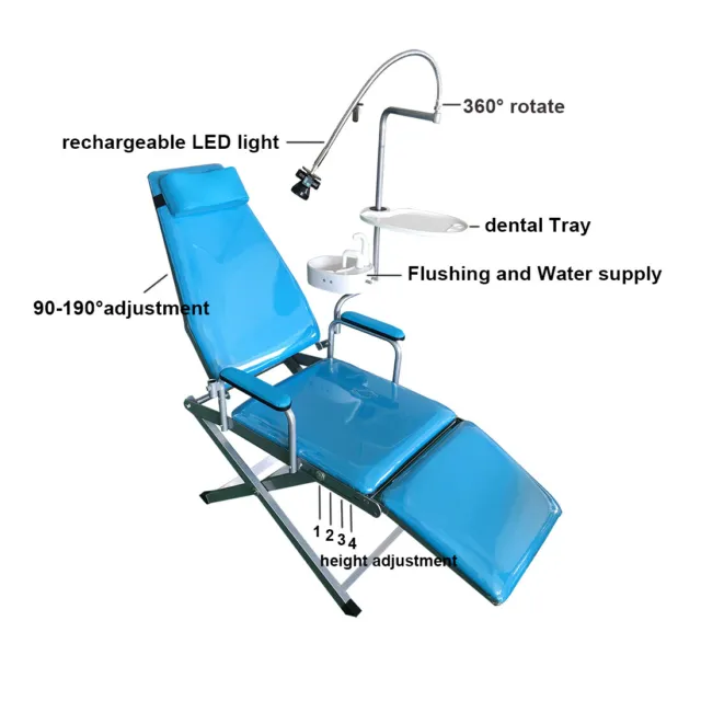 Folding Chair Unit for Dental Patient Examination Chairs Rechargeable LED Light