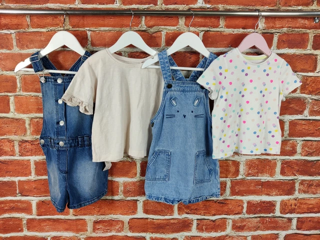 Girls Bundle Age 3-4 Years Gap Next M&S Nutmeg Denim Pinafore Dress Top 104Cm