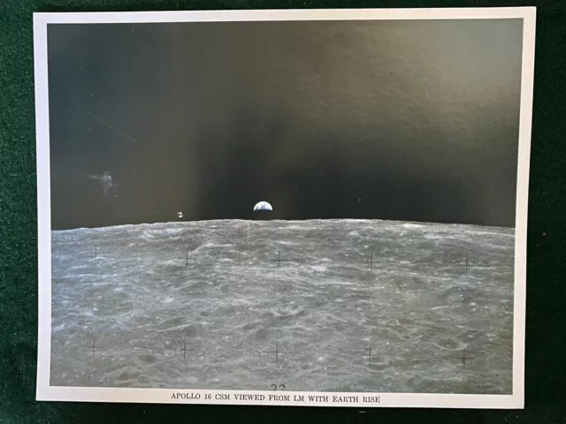 Apollo 16 Earth Rise Taken From Lunar Module Orion 1972 NASA 8x10 Color Photo