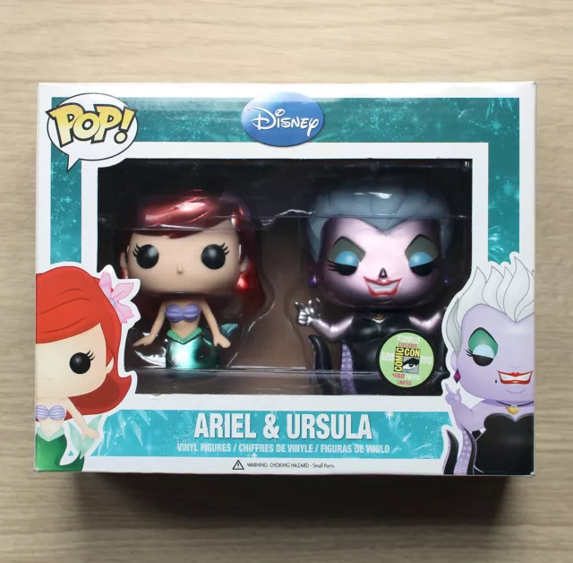 Funko Pop Disney Ariel & Ursula Metallic 2 Pack SDCC (Box Damage) + Free Protctr