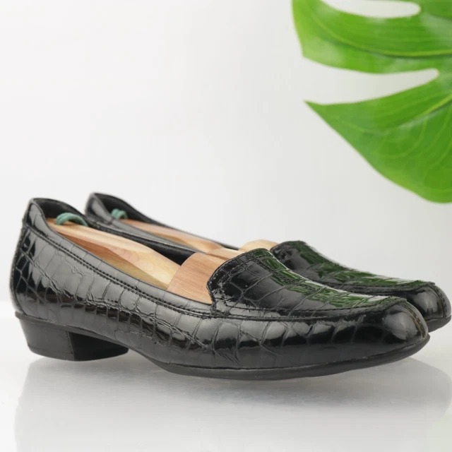 Clarks Women's Timeless Loafer Slip On Flats Size 8 Black Patent Croc Embossed Clarks Women's Timeless Loafer Slip On Flats Size 8 Black Patent Croc Embossed