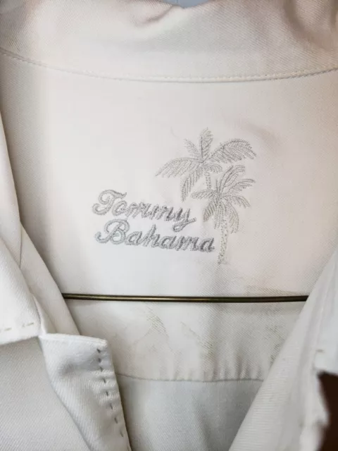 TOMMY BAHAMA SHIRT Hawaiian Button-Down Camp Mens Size M Solid Cream ...