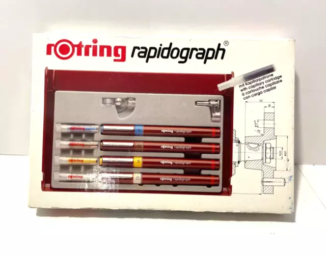 Vintage Rotring Rapidograph Iso Technical Drawing Lettering Pen Set of 8  Pens // New Unused Set in a Box 