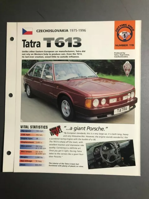 1975 - 1996 Tatra T613 Sedan IMP "Hot Cars" Spec Sheet Folder Brochure Awesome