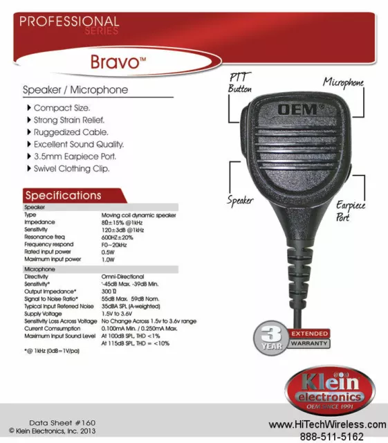 Bravo OEM Speaker Microphone For Motorola Kenwood Icom Maxon Vertex Radio Sonim