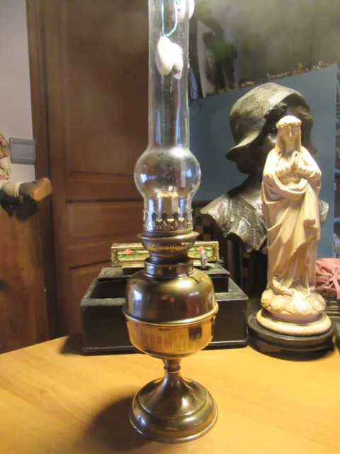 Ancienne grande Lampe à Pétrole en cuivre fin XIX° début 1900