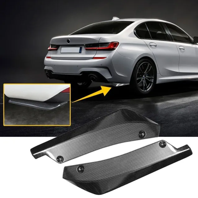2X Universal Car Carbon fiber Rear Bumper Spoiler Lip Canard Diffuser Wrap Angle