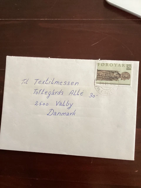 Färöer Plattenfehler auf echt gelaufenem Brief  Feld 15 Punkte neben dem Flügel 