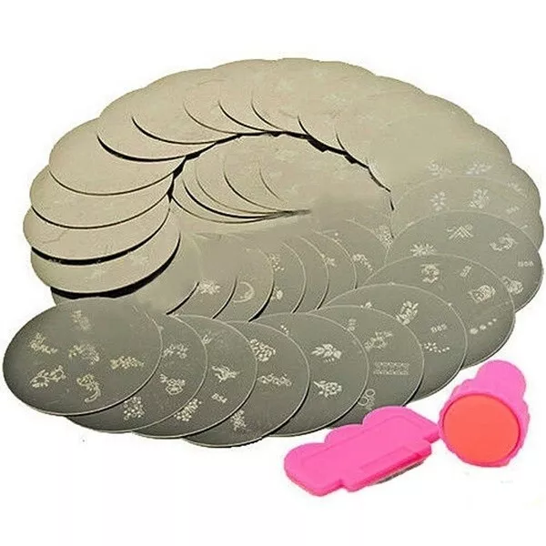 10 X Nail Art Stamp Stamping Plate Set + Tool Stamper Design Kit