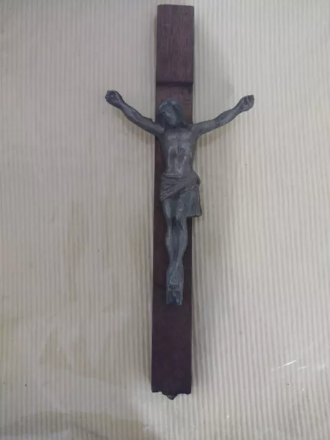 Vintage Wood & Metal Crucifix For Restoration.