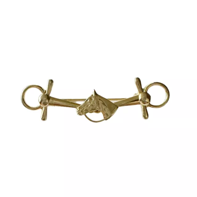 Horse Head Snaffle Brooch Pin Gold Tone Vintage