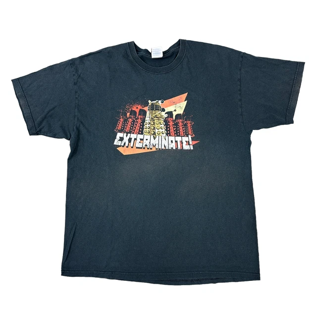 Vintage Doctor Who T-Shirt Grapphic Print Dalek Exterminate 90s Black Mens XL Vintage Doctor Who T-Shirt Grapphic Print Dalek Exterminate 90s Black Mens XL
