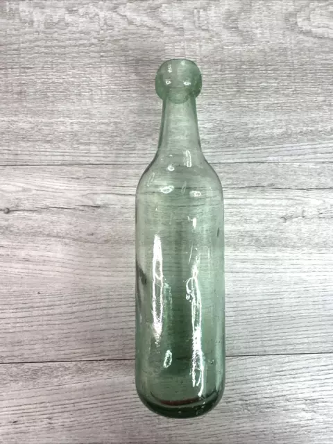 Vintage Round Torpedo Bottom Green Bottle Whiskey Soda