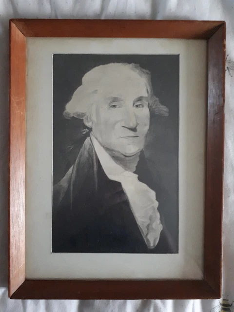 SMALL VINTAGE ORIGINAL Pencil Drawing USA President George Washington ...