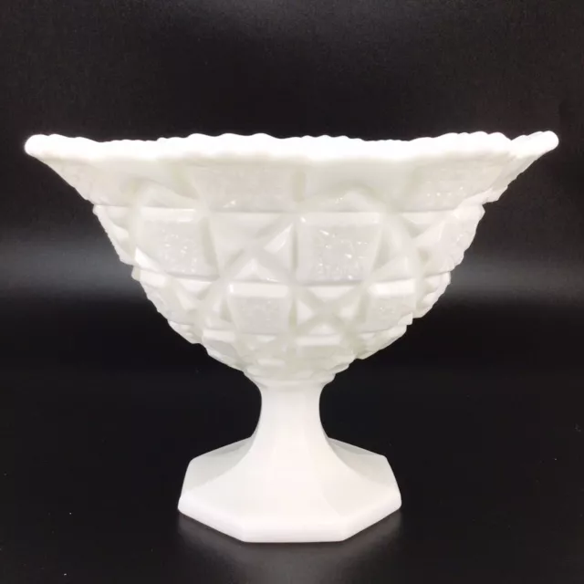 Westmoreland Compote Candy Dish Old Quilt Milk Glass Pedestal 1940s Vintage