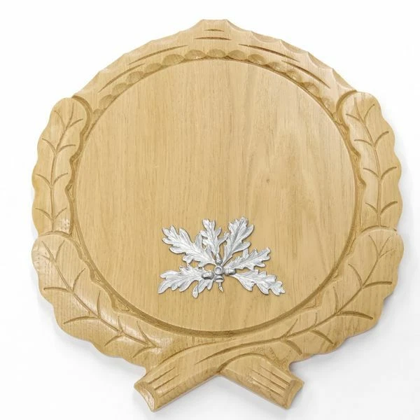 Placa de Jabalí Tallado Roble Claro Af 19 CM Con 1 Pieza 6-blättrigen Hoja