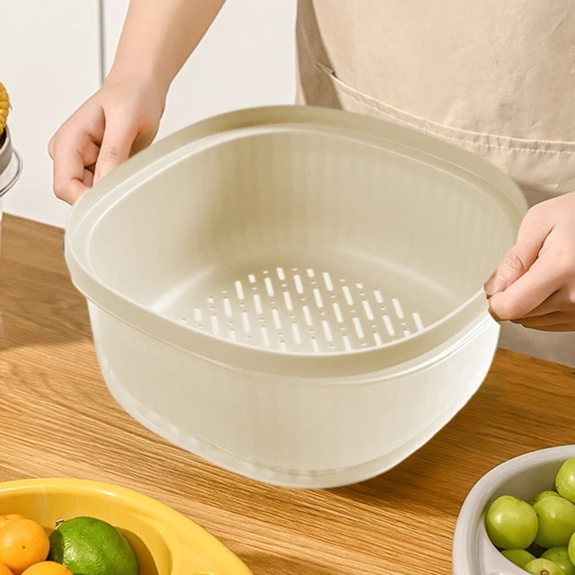 SPACE SAVING DOUBLE Layer Vegetable Basin Convenient Storage and