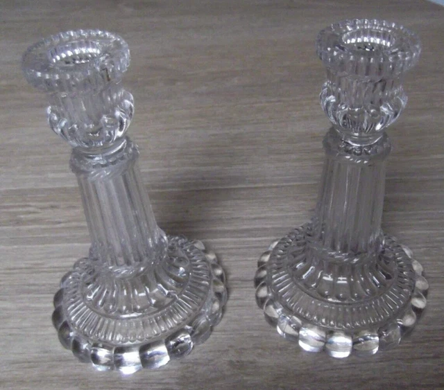 Daum Nancy - Pair de bougeoirs en cristal - Cry