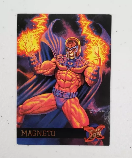 Marvel Fleer Ultra X-Men '95 Magneto Trading Card #28 Embossed Gold Foil