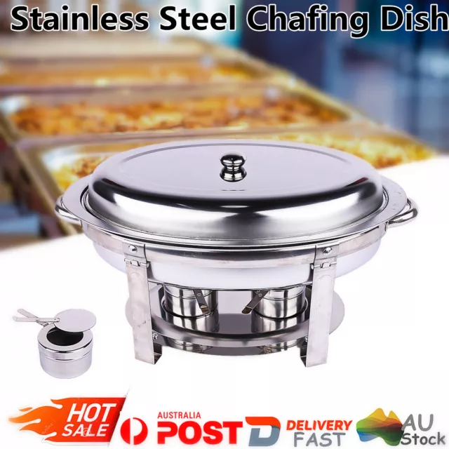 Oval Shape Chafing Dish Stainless Steel Buffet Bain Marie Food Warmer Heater AU