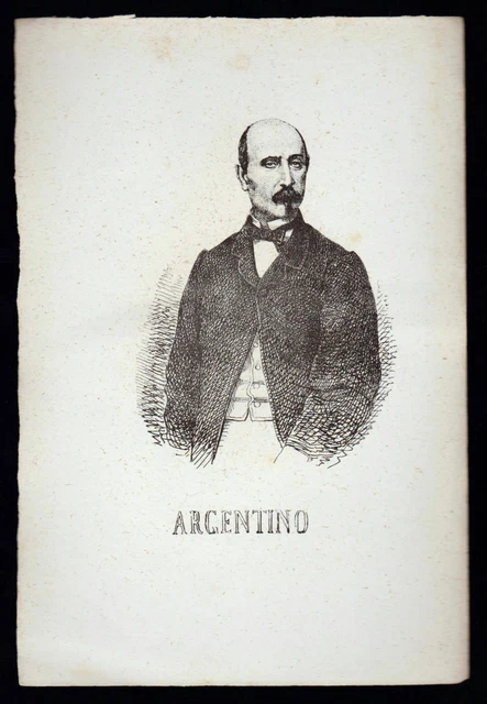 Achille Argentino Incisione Xilografia '800 Uomo Politico Deputato Regno Italia