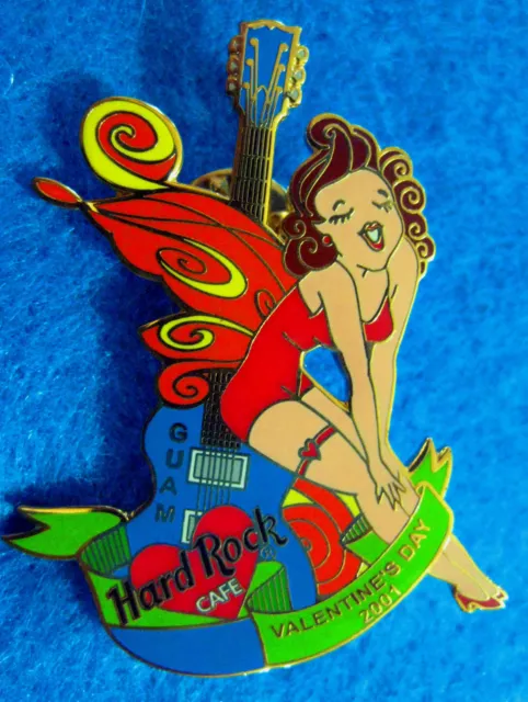 GUAM MICRONESIA SEXY VALENTINE BUTTERFLY GIRL GUITAR 2001 Hard Rock Cafe PIN LE