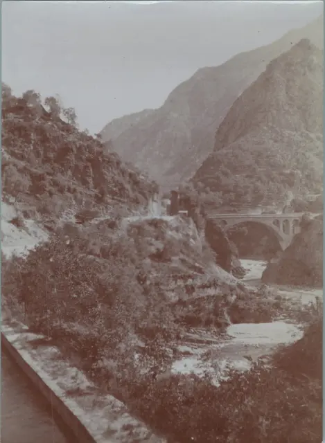 France, Vésubie, Pont de Saint-Jean-la-Rivière Vintage print, tirage d&#039;époq