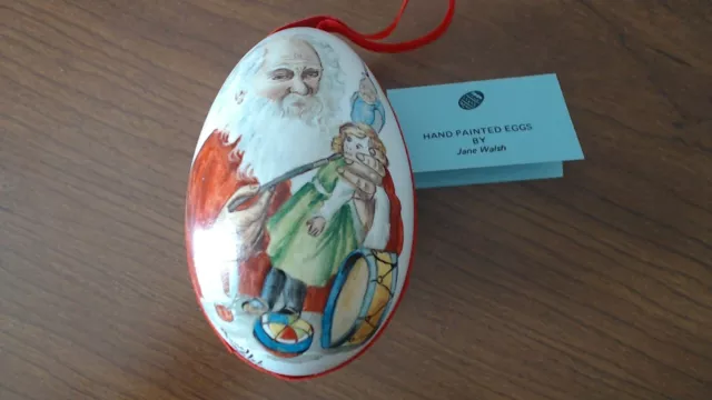 Rare OOAK VINTAGE HAND PAINTED GOOSE EGG Ornament BY JANE WALSH 1980 #34