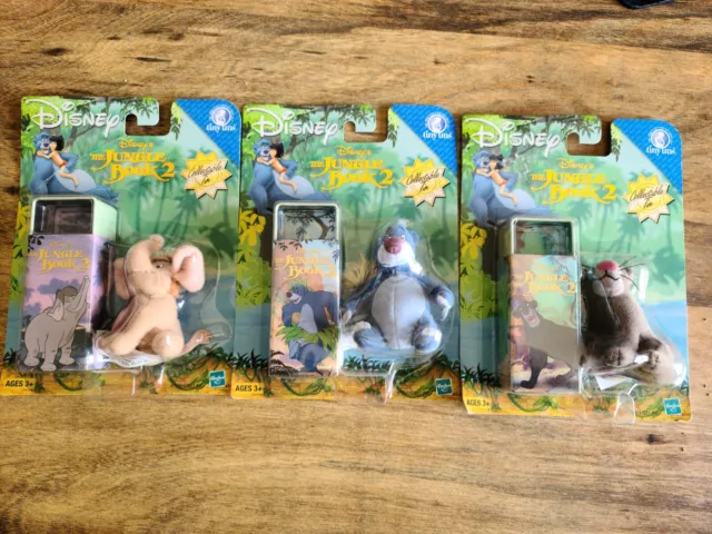 3 Disney Tiny Tins THE JUNGLE BOOK 2 Baby Elephant Baloo Bagheera 2003 Hasbro