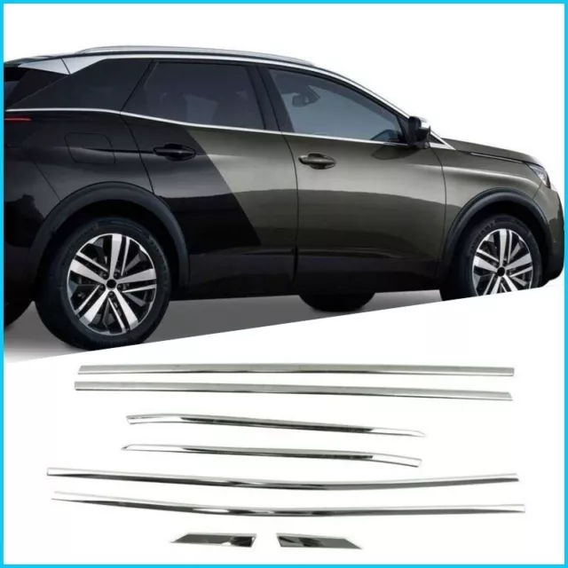 Windows Frame Trims 8 Pieces Stainless Steel FITS Peugeot 3008 2016-2023