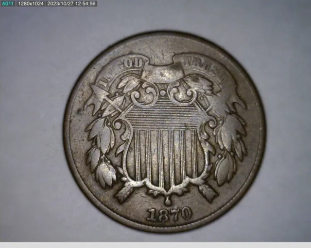 1870 2 cent piece (6-429 11m3)