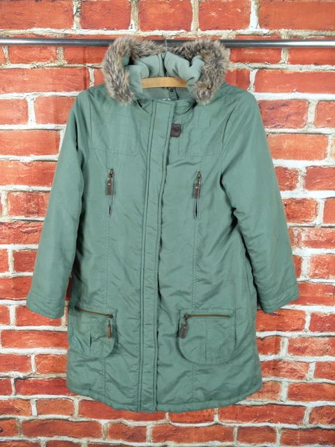 Girl Coat Age 11-12 Year Vertbaudet Khaki Fleece Padded Winter Jacket Hood 152Cm