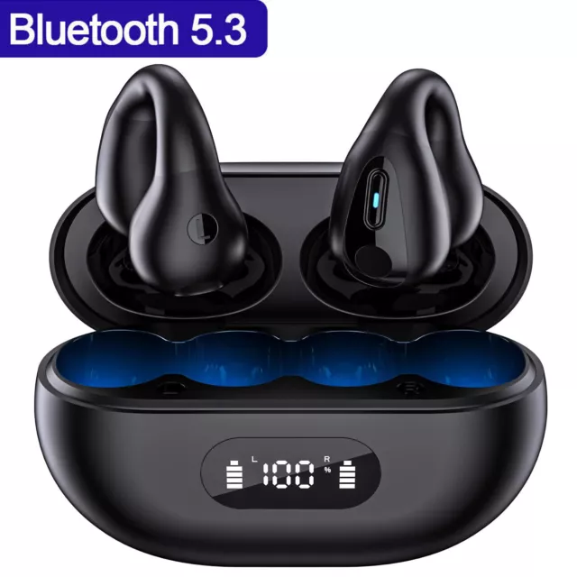 Headset Bluetooth Open Ear Kopfhörer,Ear Clip Knochenschall Kopfhörer mit Mic