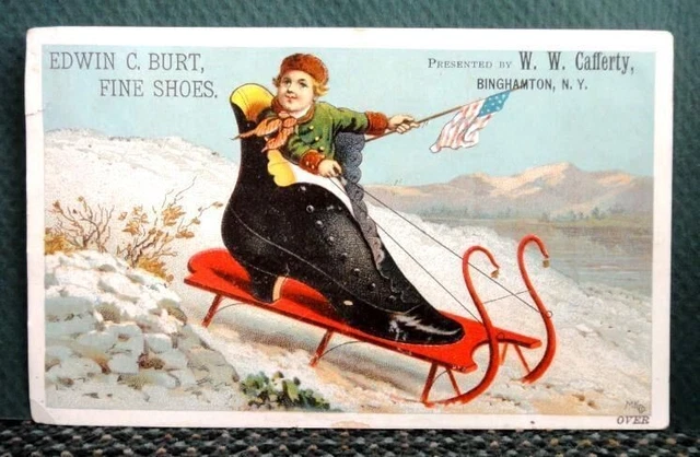 1882 antique victorian CHRISTMAS CALENDAR~BURT SHOES/CAFFERTY DEAL binghamton ny