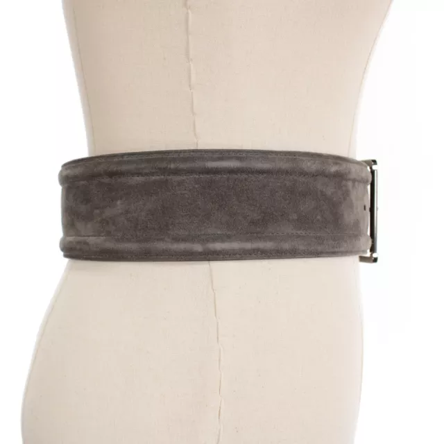 Brunello Cucinelli NWT Wide Belt in Solid Gray Suede Size Small Made in Italy 2