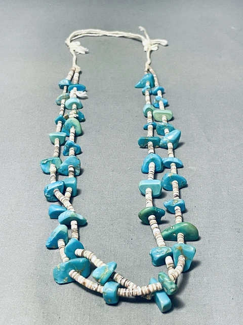 Incredible Vintage Navajo Kingman Turquoise &  Blue Gem Turquoise Necklace