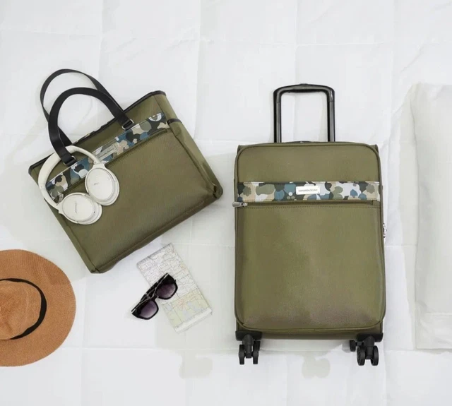 Samantha Brown 22" Spinner with Satchel 2-piece Set-Olive Geo Camo-NWT 3