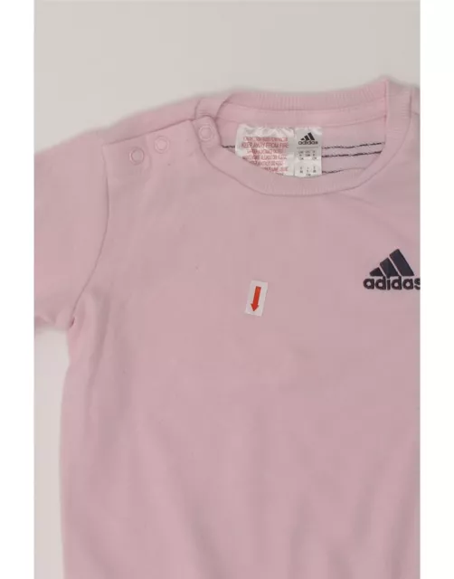 Adidas Baby Mädchen Pullover Kleid 9-12 Monate rosa Baumwolle BD47 3