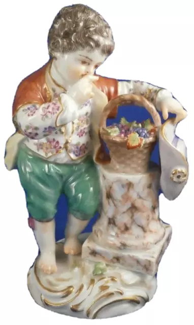 Superb Meissen Porcelain Boy w/ Grapes Figurine Figur Porzellan Figur Germany