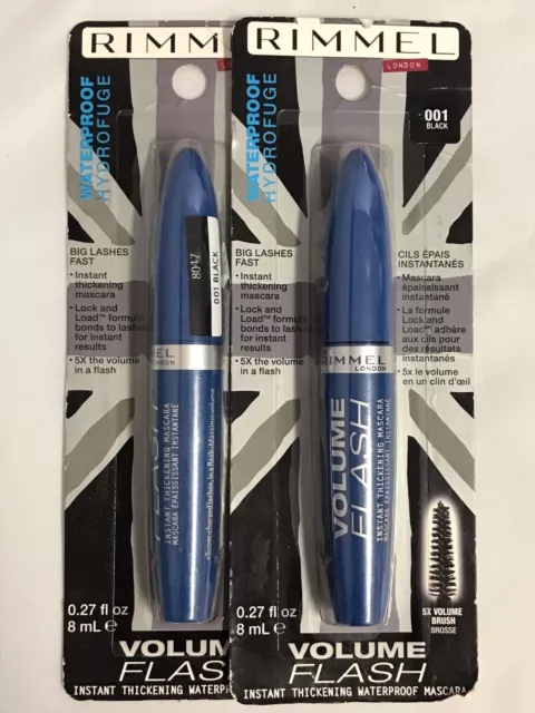 Rimmel London Waterproof Mascara Volume Flash ~ # 001 Black (Pack of 2)