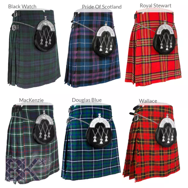 Schottische Herren Kilts 5 Yard Kilts 13oz, Freizeit Kilt, verschiedene Größen und Tartane