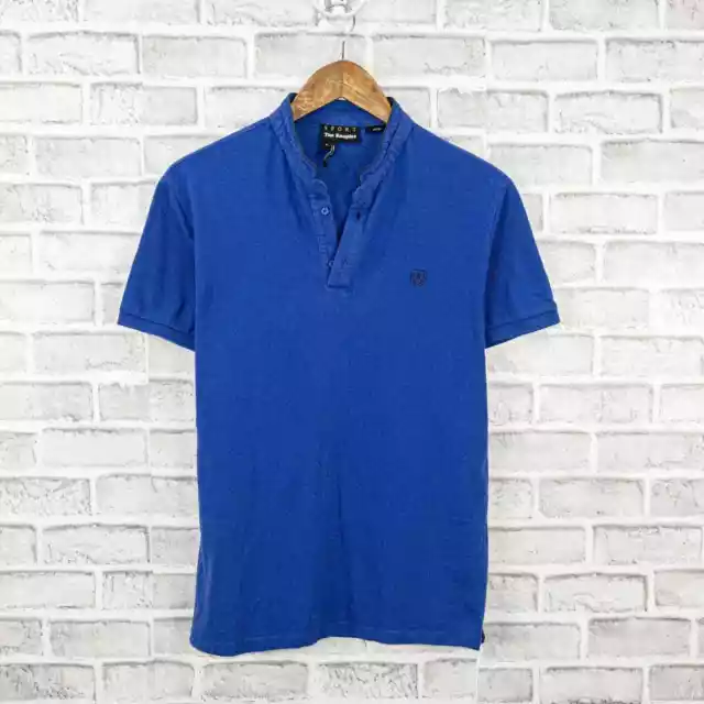 The Kooples Sport Men's Fitted Officer collar Polo Shirt in Blue Size Medium